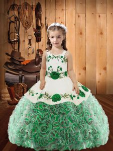 Sweet Floor Length Lace Up Pageant Dress for Teens Multi-color for Sweet 16 and Quinceanera with Embroidery and Ruffles