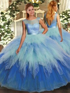 Cute Multi-color Sleeveless Ruffles Floor Length Quinceanera Gowns