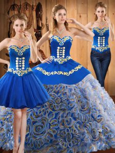 Multi-color Sweetheart Neckline Embroidery Sweet 16 Dresses Sleeveless Lace Up