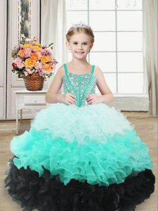 Dazzling Multi-color Sleeveless Organza Lace Up Pageant Gowns For Girls for Sweet 16 and Quinceanera