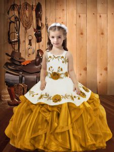 Latest Organza Sleeveless Floor Length Glitz Pageant Dress and Embroidery and Ruffles