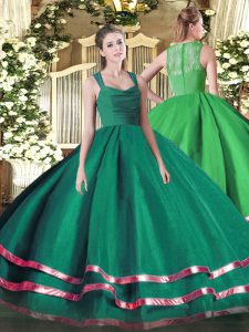 Dynamic Organza Sleeveless Floor Length Sweet 16 Dress and Ruffled Layers