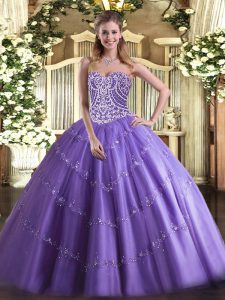 Sumptuous Lavender Sweetheart Lace Up Beading Quinceanera Dresses Sleeveless