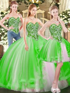 Sweetheart Sleeveless Ball Gown Prom Dress Floor Length Beading Tulle