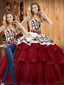 Dramatic Sleeveless Sweep Train Lace Up Embroidery Sweet 16 Dresses