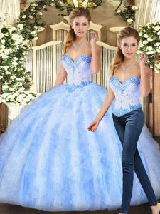 Captivating Floor Length Ball Gowns Sleeveless Lavender Sweet 16 Dress Lace Up