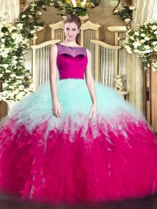 Luxurious Floor Length Zipper Sweet 16 Dress Multi-color for Sweet 16 and Quinceanera with Beading and Ruffles