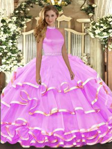 Sleeveless Beading and Ruffled Layers Backless Quinceanera Dress