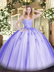 Excellent Ball Gowns Sweet 16 Dress Lavender Sweetheart Tulle Sleeveless Floor Length Lace Up