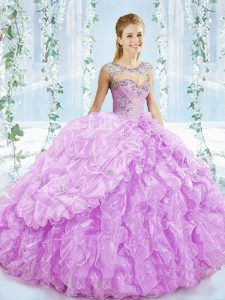 Shining Lilac Ball Gown Prom Dress Sweetheart Sleeveless Brush Train Lace Up