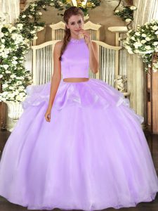 Best Selling Floor Length Backless Sweet 16 Dresses Lavender for Military Ball and Sweet 16 and Quinceanera with Beading