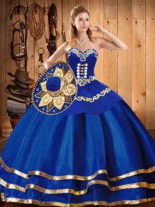 Chic Blue Sleeveless Embroidery Floor Length Sweet 16 Dress