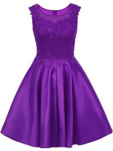 Purple Zipper Dama Dress Lace Sleeveless Mini Length