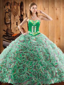 Sexy Multi-color Ball Gown Prom Dress Military Ball and Sweet 16 and Quinceanera with Embroidery Sweetheart Sleeveless Sweep Train Lace Up