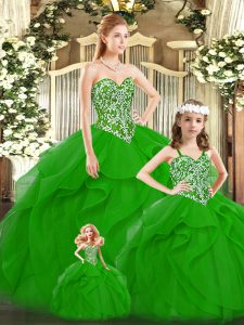 Exceptional Floor Length Ball Gowns Sleeveless Green 15th Birthday Dress Lace Up