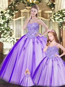 Pretty Ball Gowns Ball Gown Prom Dress Purple Sweetheart Tulle Sleeveless Floor Length Lace Up