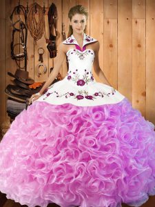 Smart Sleeveless Lace Up Floor Length Embroidery Sweet 16 Quinceanera Dress