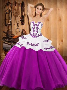 Sleeveless Lace Up Floor Length Embroidery Quinceanera Gown