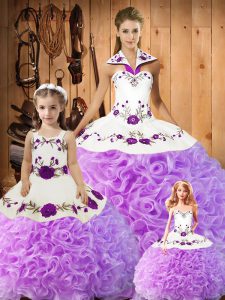 New Arrival Lilac Lace Up Quinceanera Dress Embroidery Sleeveless Floor Length