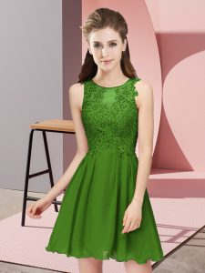Charming Appliques Court Dresses for Sweet 16 Green Zipper Sleeveless Mini Length