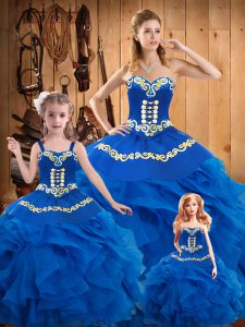 Traditional Tulle Sleeveless Floor Length Quinceanera Gown and Embroidery