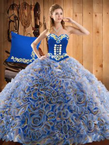 Sleeveless Sweep Train Lace Up With Train Embroidery Quinceanera Gown