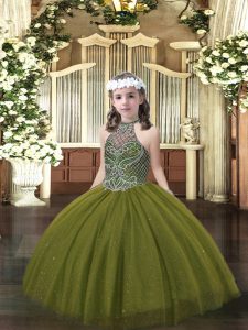 Beauteous Sleeveless Beading Lace Up Little Girl Pageant Dress