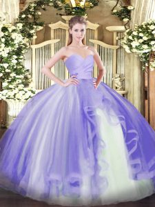 Tulle Sweetheart Sleeveless Lace Up Ruffles 15 Quinceanera Dress in Lavender