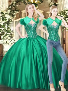 Nice Green Sweetheart Lace Up Beading Quinceanera Gowns Sleeveless