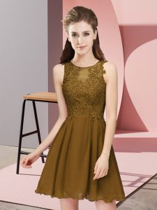 Sophisticated Brown Sleeveless Chiffon Zipper Vestidos de Damas for Prom and Party and Wedding Party