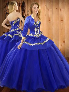 Best Sweetheart Sleeveless Quinceanera Dress Floor Length Ruffles Blue Tulle
