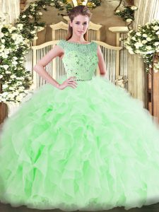 Most Popular Floor Length Ball Gowns Sleeveless Apple Green Sweet 16 Quinceanera Dress Zipper