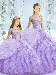 Fashion Floor Length Ball Gowns Sleeveless Lavender Quinceanera Dress Lace Up