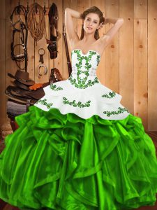Embroidery and Ruffles 15 Quinceanera Dress Lace Up Sleeveless Floor Length