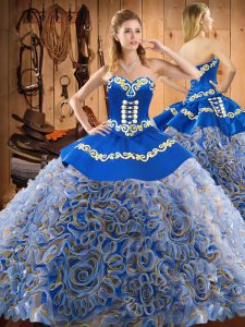 Comfortable Sleeveless Sweep Train Embroidery Lace Up Quinceanera Dress