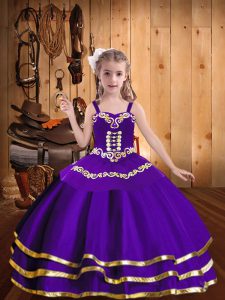 Attractive Sleeveless Lace Up Floor Length Embroidery and Ruffled Layers Pageant Dresses