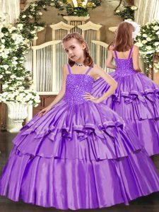 Sleeveless Beading and Ruffled Layers Lace Up Pageant Dress Toddler