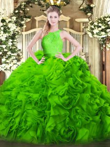 Free and Easy Sleeveless Fabric With Rolling Flowers Floor Length Zipper Vestidos de Quinceanera in with Lace