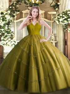 Delicate Tulle Sleeveless Floor Length 15 Quinceanera Dress and Beading