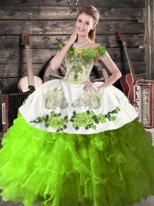 Charming Green Sleeveless Organza Lace Up Sweet 16 Quinceanera Dress for Sweet 16 and Quinceanera