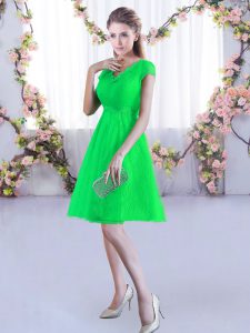 Sexy Lace Quinceanera Court of Honor Dress Green Lace Up Cap Sleeves Mini Length