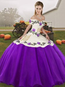 Clearance Organza Sleeveless Floor Length Quinceanera Dress and Embroidery