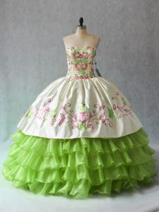 Luxurious Green Sleeveless Ruffled Layers Floor Length Ball Gown Prom Dress