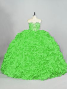 Free and Easy Sweetheart Sleeveless Vestidos de Quinceanera Court Train Beading and Ruffles Fabric With Rolling Flowers