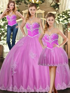 Custom Designed Sweetheart Sleeveless Lace Up Sweet 16 Dress Lilac Tulle
