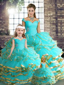 Fashionable Tulle Sleeveless Floor Length Quinceanera Dress and Beading and Ruffled Layers