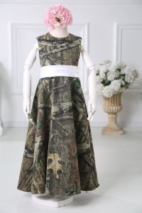 Sophisticated Multi-color Printed Zipper Flower Girl Dresses for Less Sleeveless Floor Length Belt