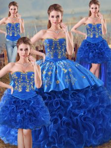 Popular Floor Length Royal Blue Sweet 16 Dress Sweetheart Sleeveless Lace Up