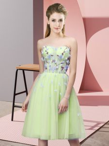 Fine Sweetheart Sleeveless Tulle Damas Dress Appliques Lace Up