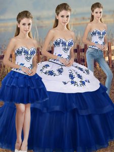 Fitting Tulle Sleeveless Floor Length Quinceanera Gowns and Embroidery and Bowknot